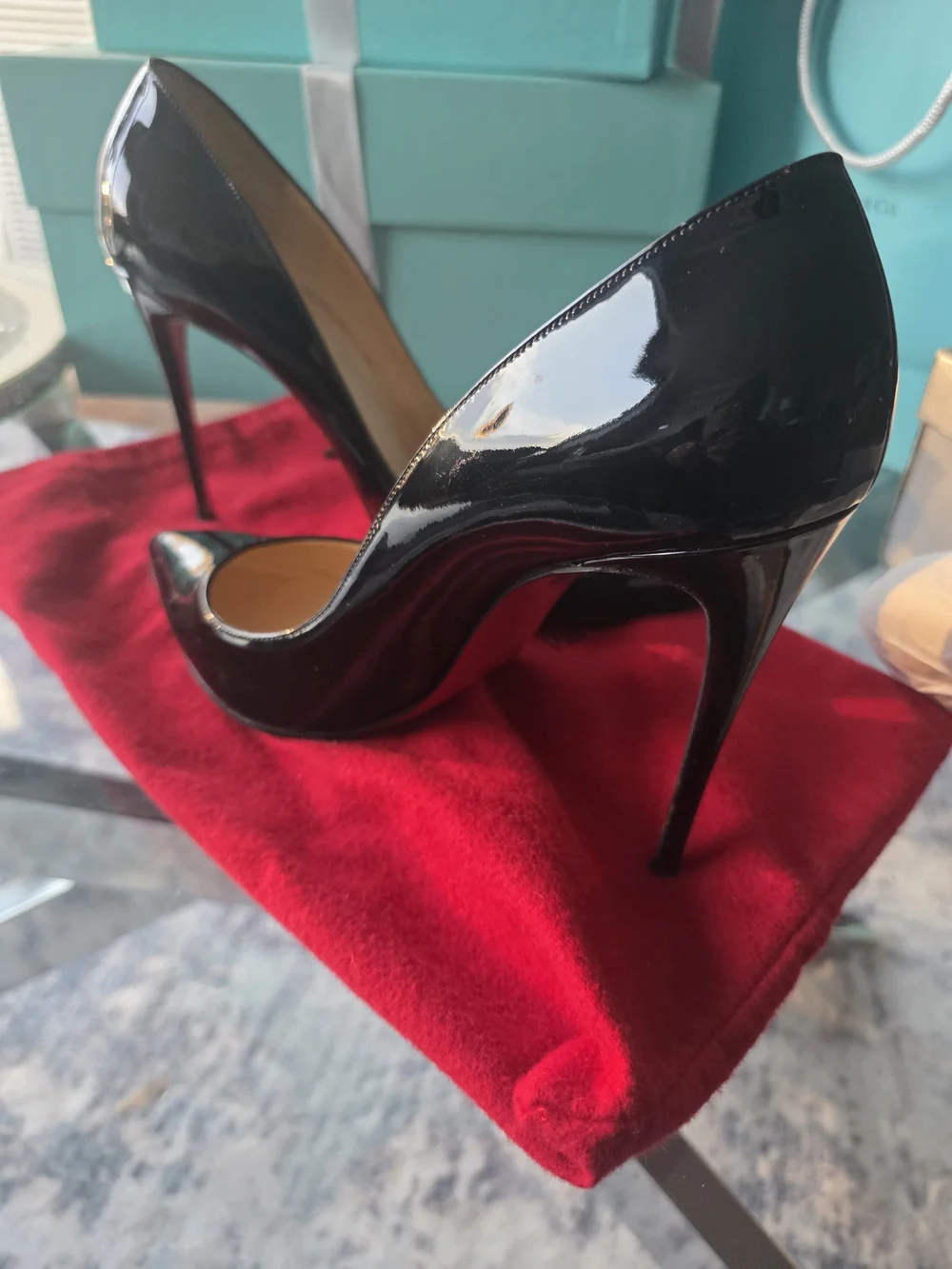 Christian Louboutin So Kate Patent Black Heels Pumps Stiletto 41.5